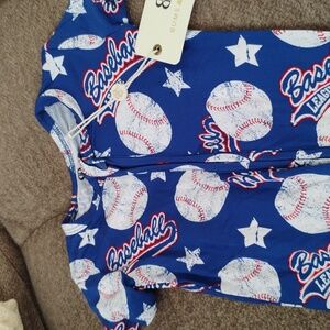 Bums & Roses Blue Baseball Kids Pajamas